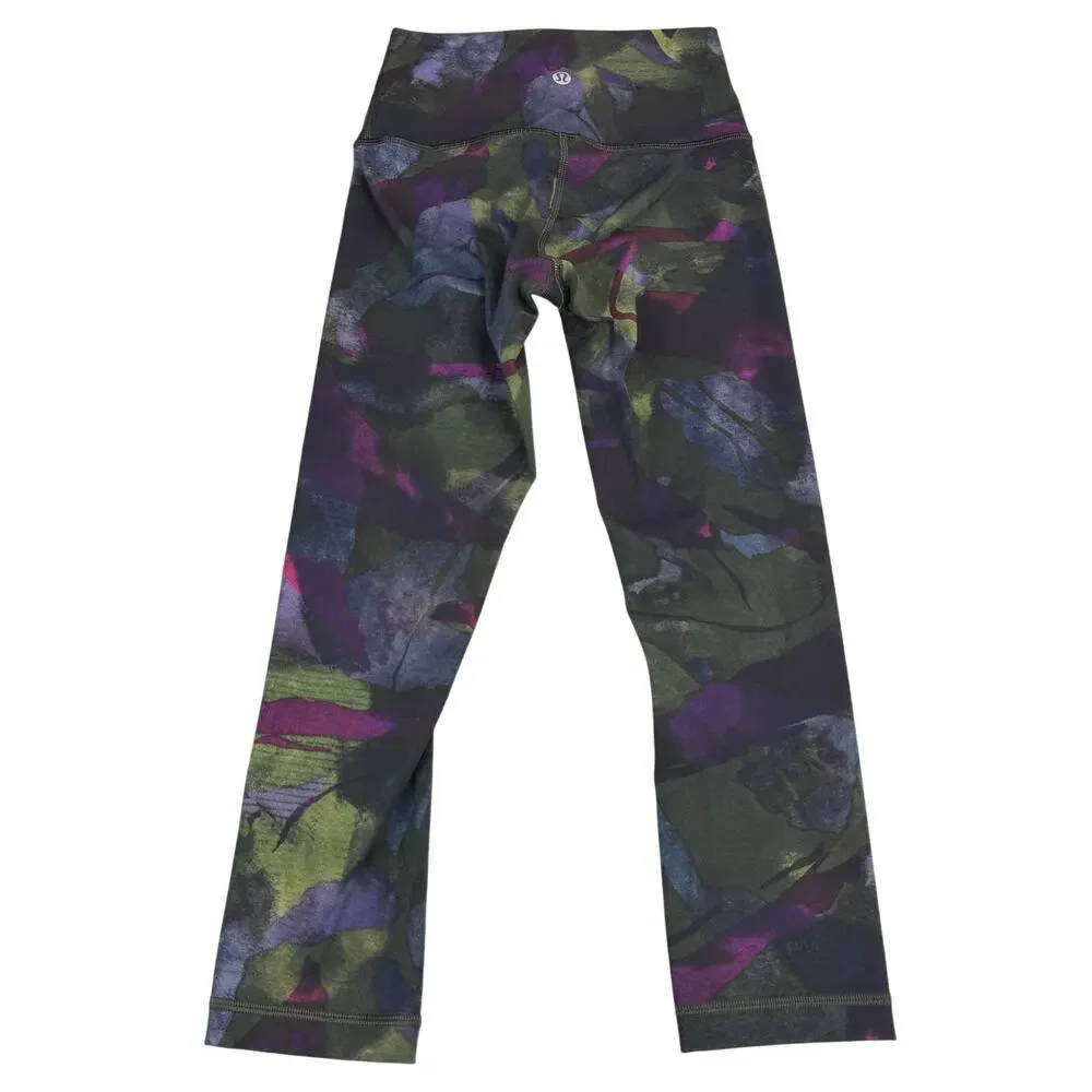 LULULEMON Wunder Under Crop Hi-Rise Size 2 Aura Dark Chrome Multi